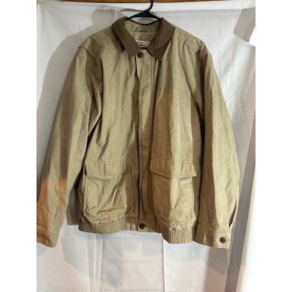 VTG LL BEAN Made in USA Men's Canvas Brown Barn Chore Coat Jacket Size L Tall - Picture 1 of 4